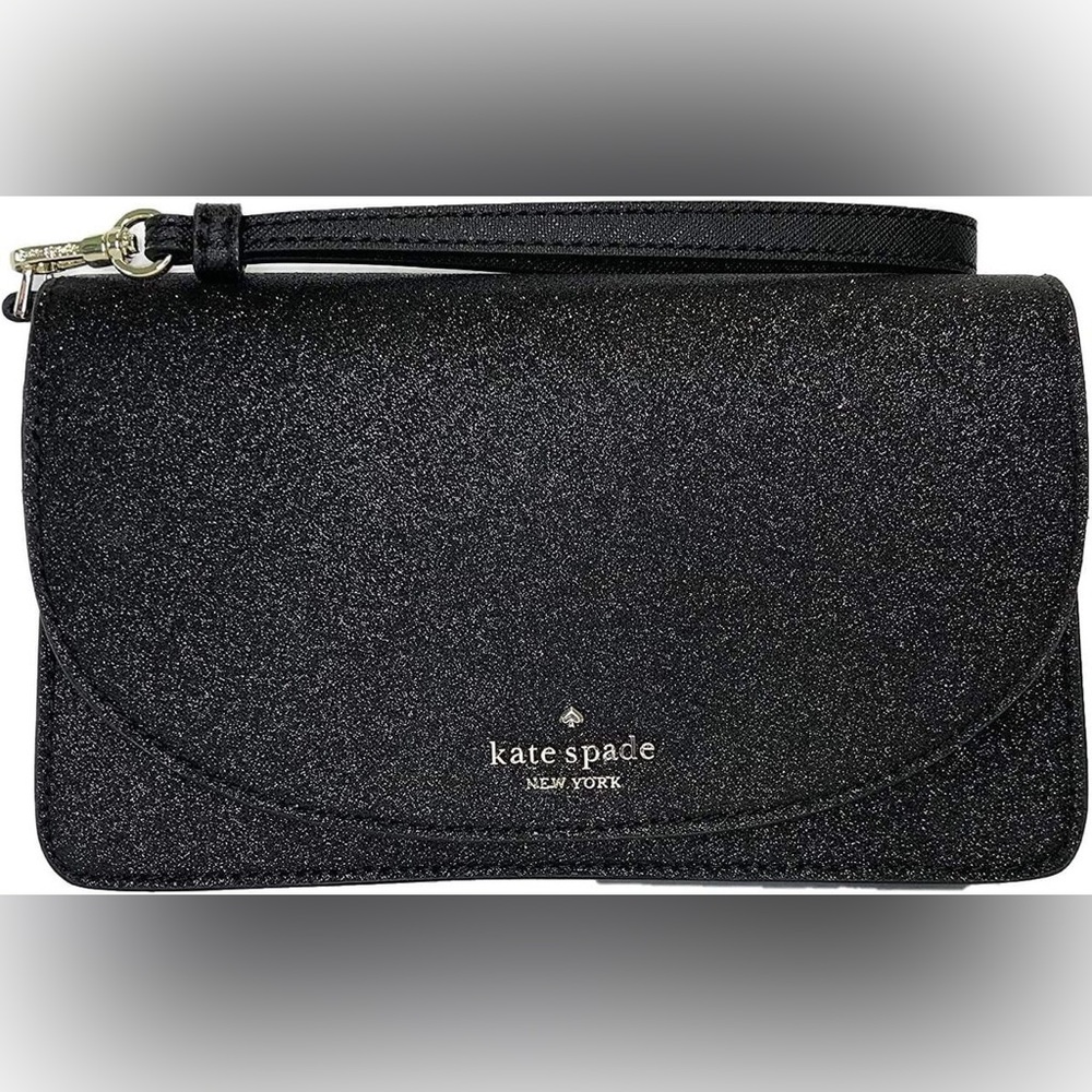 KATE SPADE NWT Joeley Multifunction Wristlet Wallet Black Sparkle Leather IN BOX - Picture 14 of 15